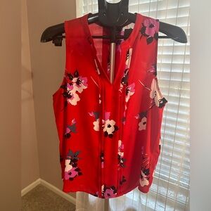 41 Hawthorn Red Floral Sleeveless Blouse